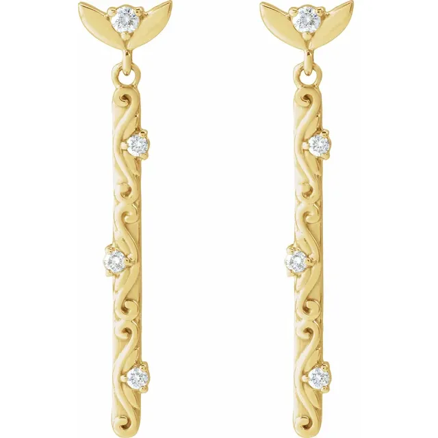 Diamond 1/8CTW Earrings 0.125CTW, 14K Yellow Gold 3.29 Grams