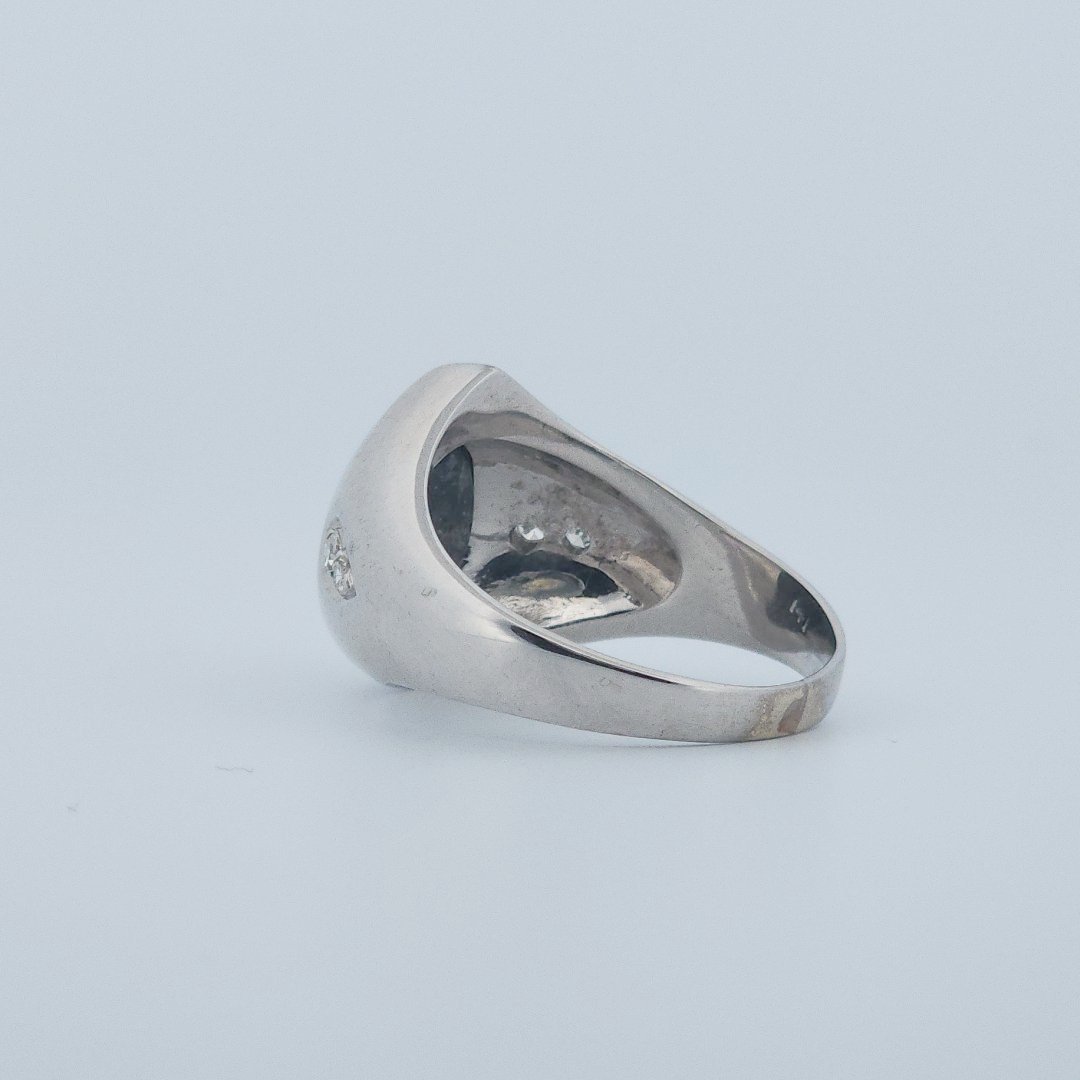 Pear Shape Labradorite and Natural Diamonds (G/SI1 0.1CTW), 14K White Gold