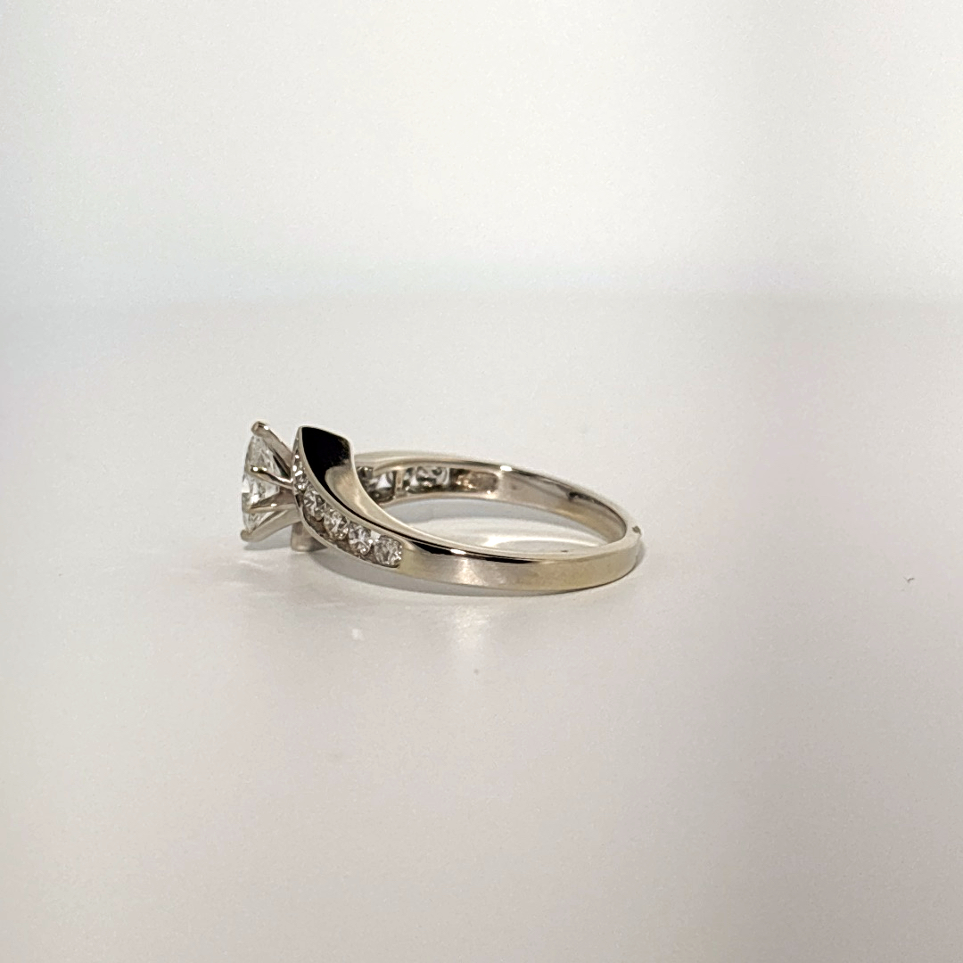 Natural Diamonds (0.89 CTW) Center Marquise (0.39 CT), Size 8, 14K White Gold