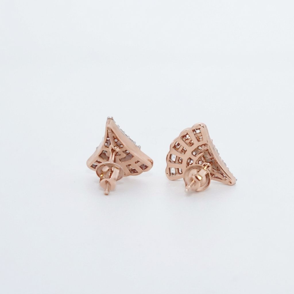 Flower Earring Studs, Natural Diamonds (0.50CTW), 10K Rose Gold