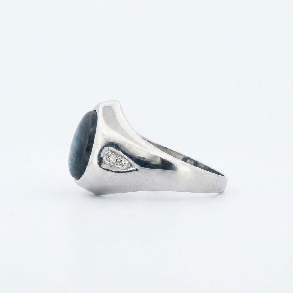 Pear Shape Labradorite and Natural Diamonds (G/SI1 0.1CTW), 14K White Gold
