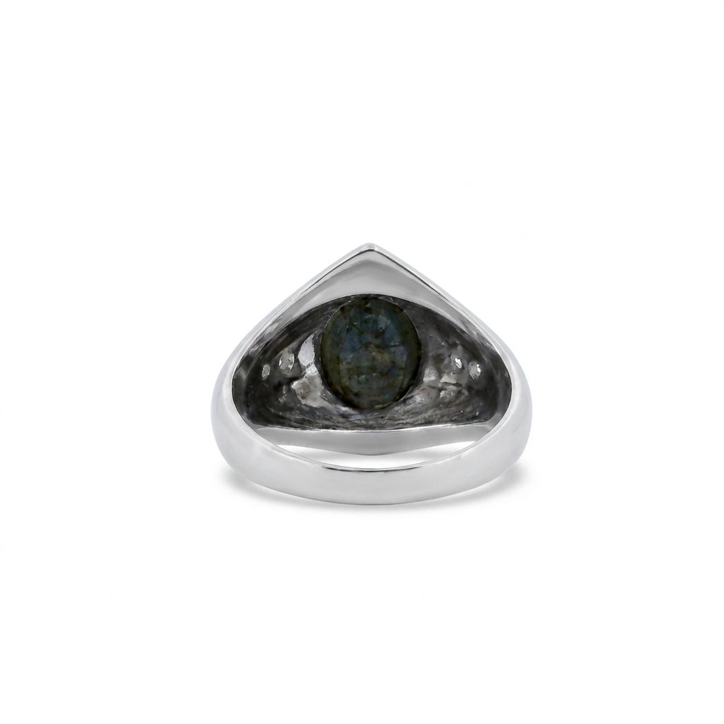 Pear Shape Labradorite and Natural Diamonds (G/SI1 0.1CTW), 14K White Gold