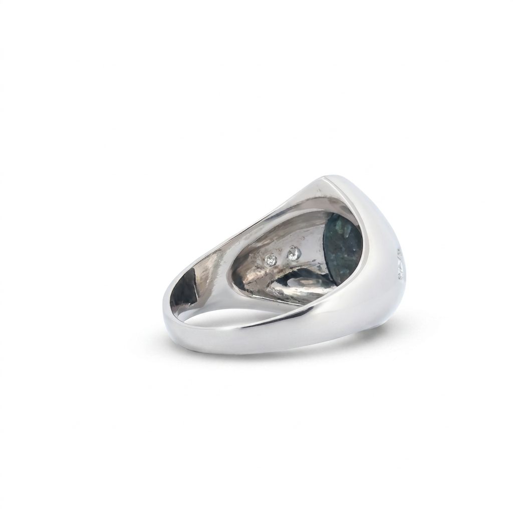 Pear Shape Labradorite and Natural Diamonds (G/SI1 0.1CTW), 14K White Gold