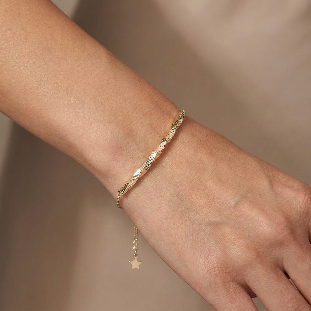 Unisex Fancy Italian Solid Bracelet, 14K Yellow Gold