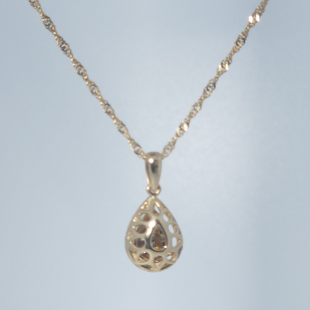 Pear Fashion Gift Pendent, Natural Diamonds(1/8 CTW), 10K Yellow Gold