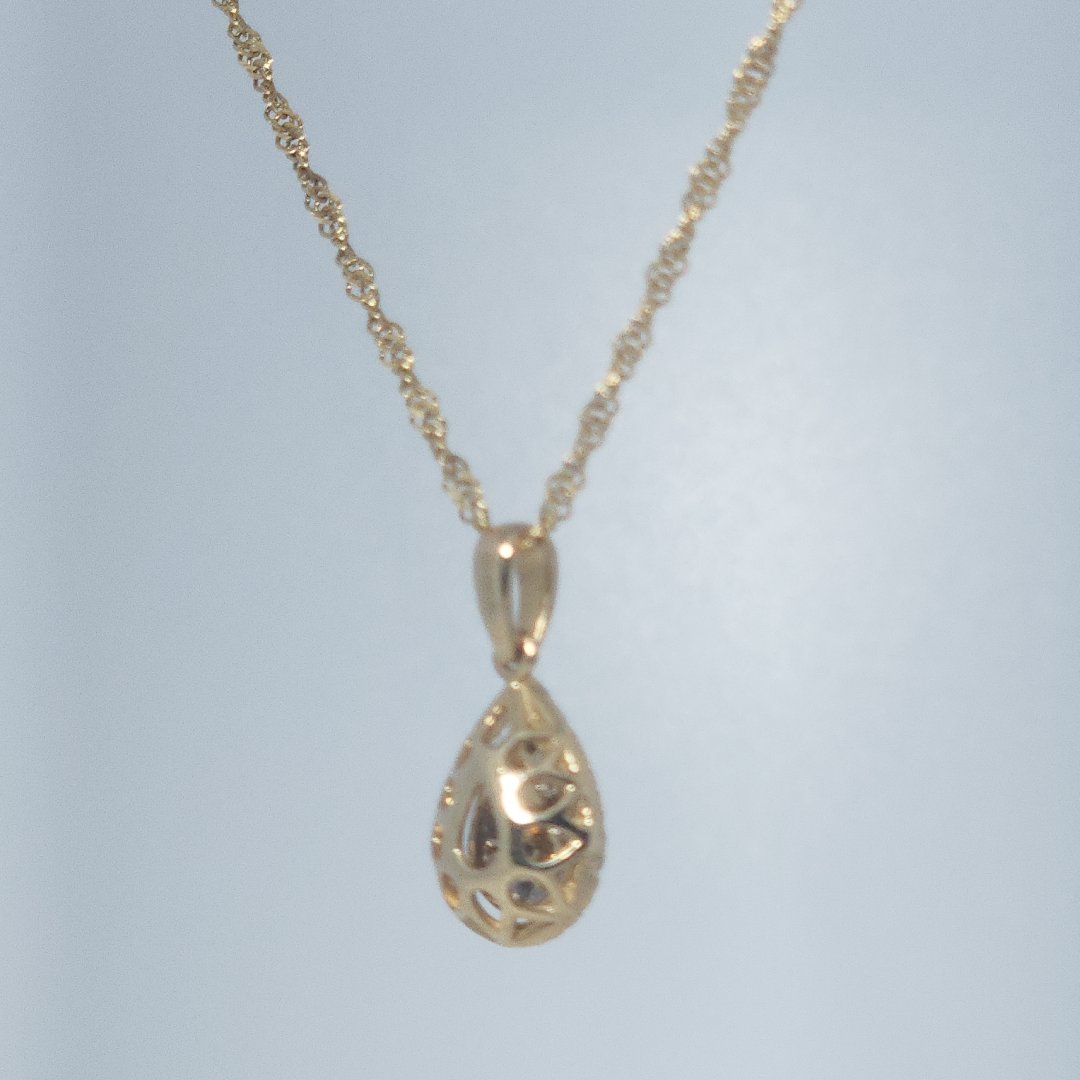 Pear Fashion Gift Pendent, Natural Diamonds(1/8 CTW), 10K Yellow Gold