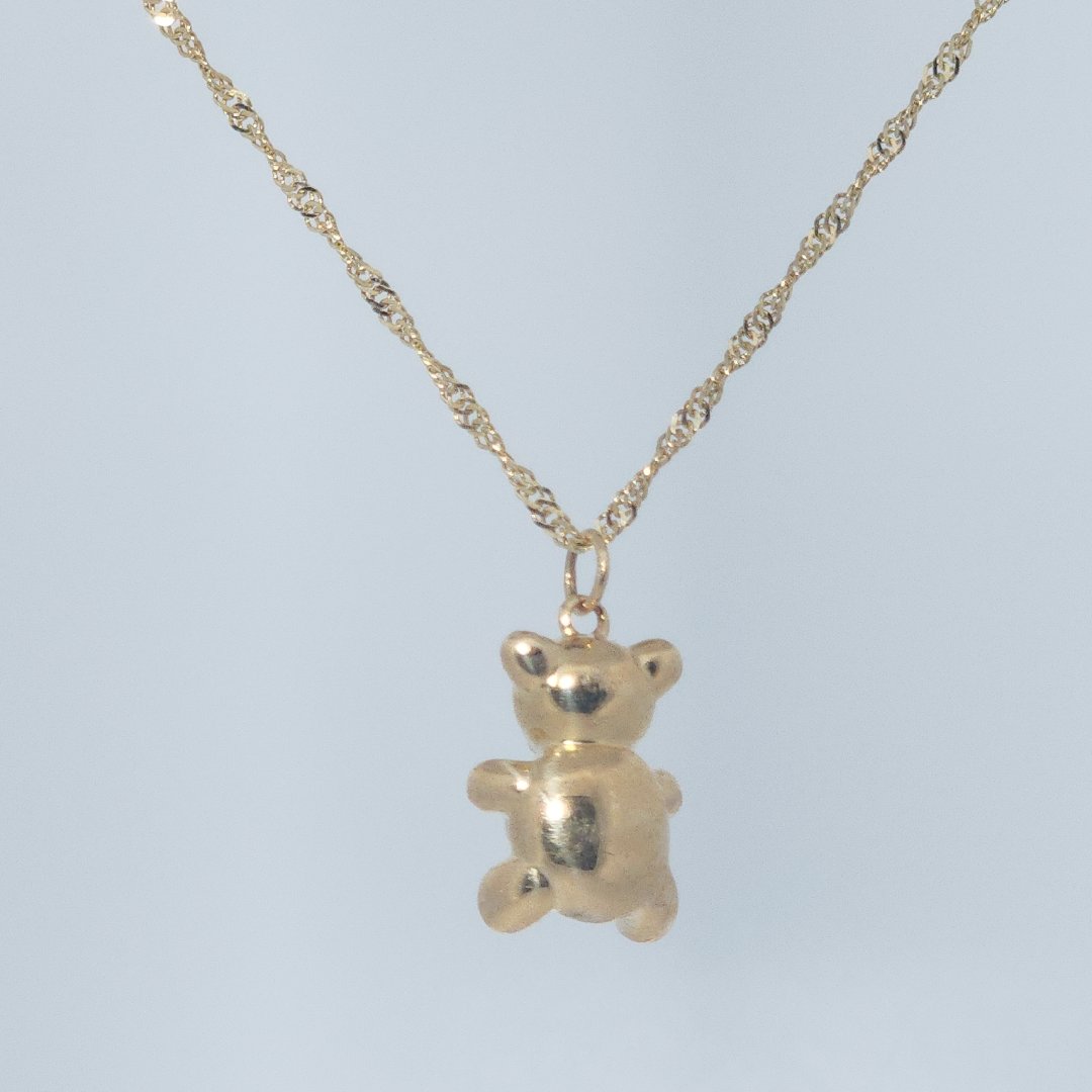 Bear Fashion Gift Pendent, Natural Diamonds(1/10 CTW), 10K Yellow Gold