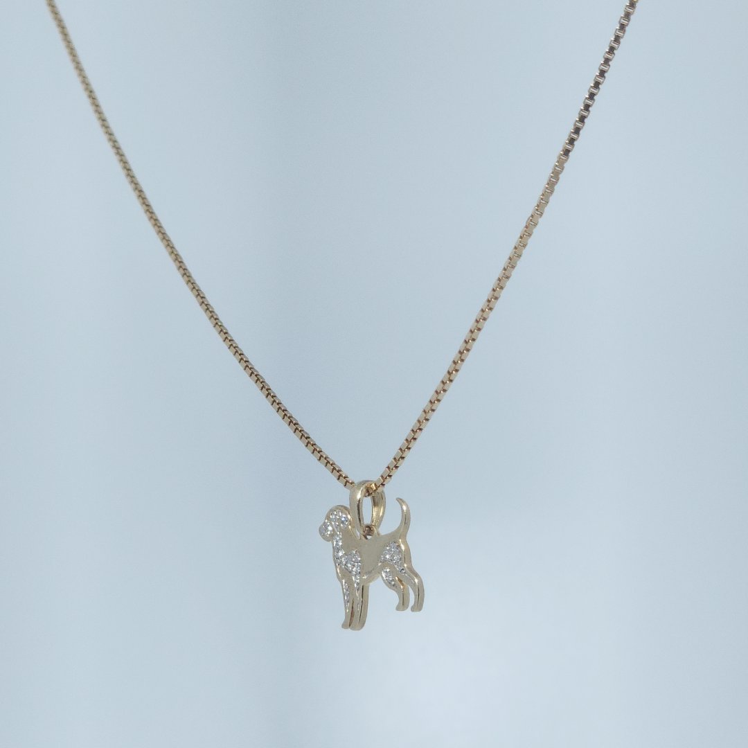 Dog Fashion Gift Pendant, Natural Diamonds(1/20 CTW), 10K Yellow Gold