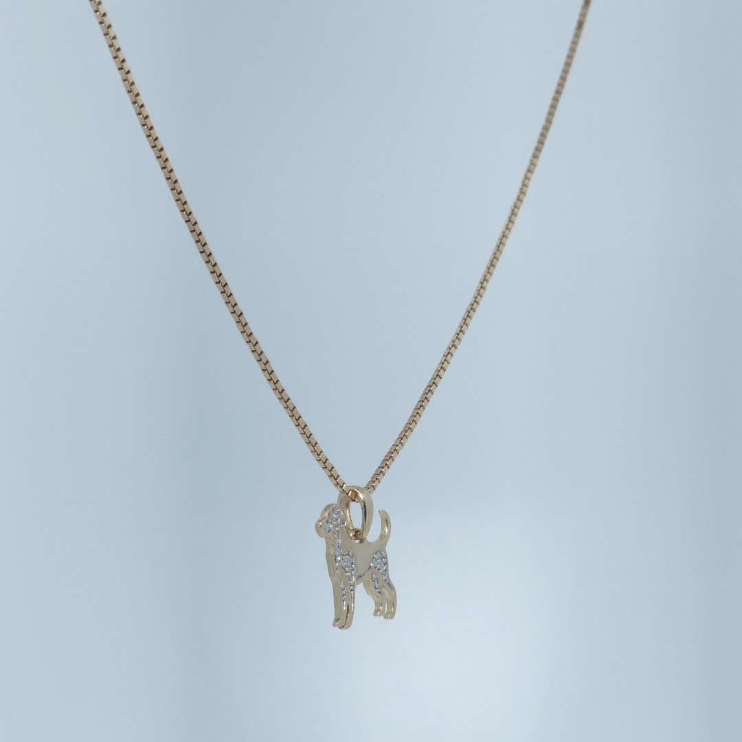 Dog Fashion Gift Pendant, Natural Diamonds(1/20 CTW), 10K Yellow Gold