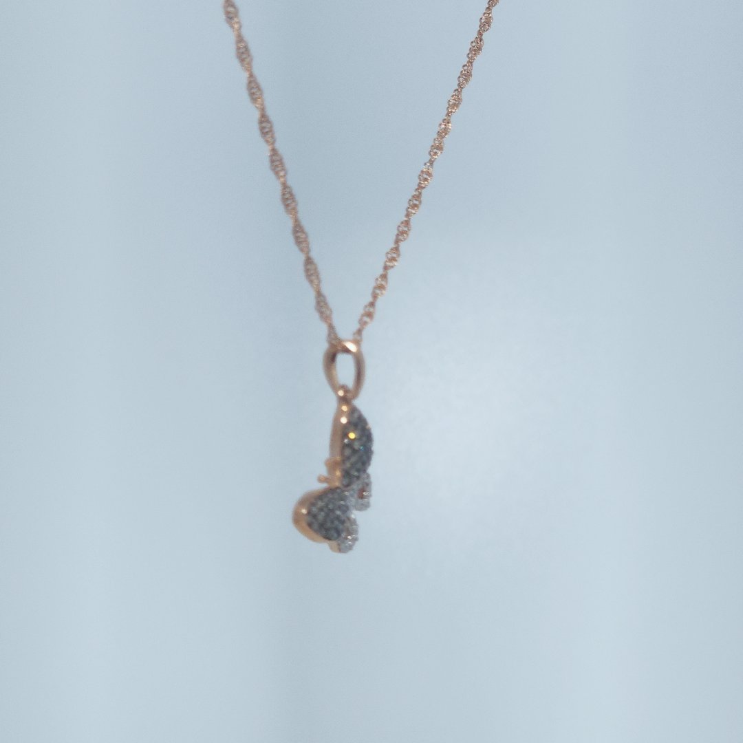 Butterfly Chocolate and White Natural Diamonds(1/8 CTW) Pendant with Chain