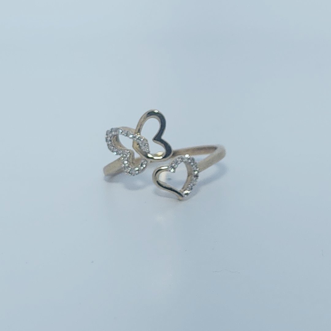 Fashion Butterfly and Heart Bypass style Ring , Natural Diamonds(1/10 CTW)