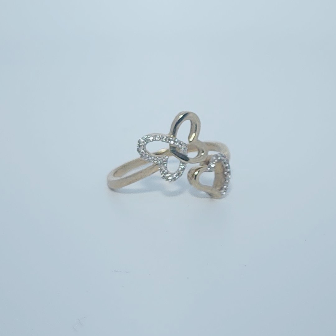 Fashion Butterfly and Heart Bypass style Ring , Natural Diamonds(1/10 CTW)