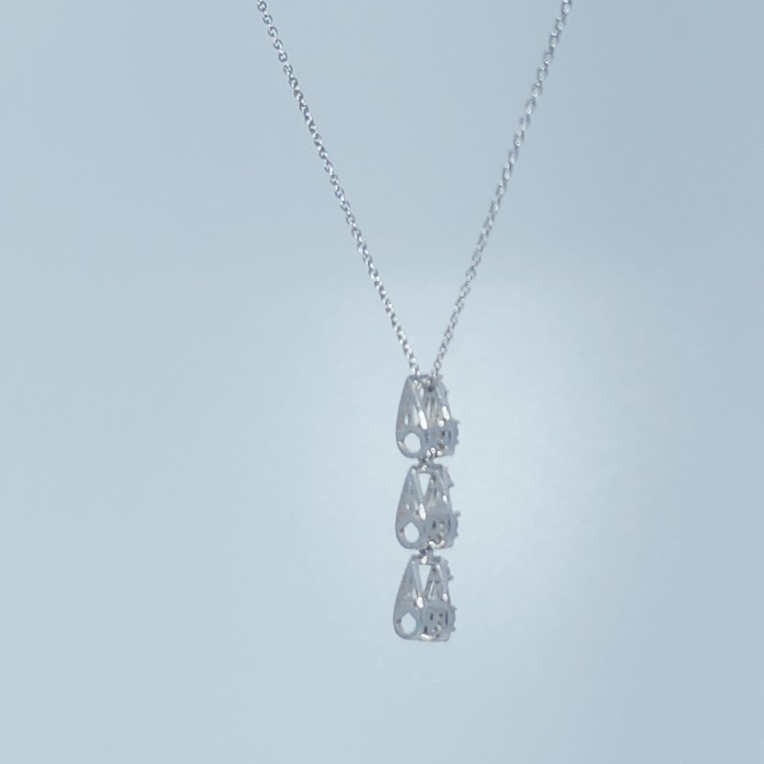 3 Pear Pendant Chain, Natural Diamonds (0.35CTW), 14K White Gold