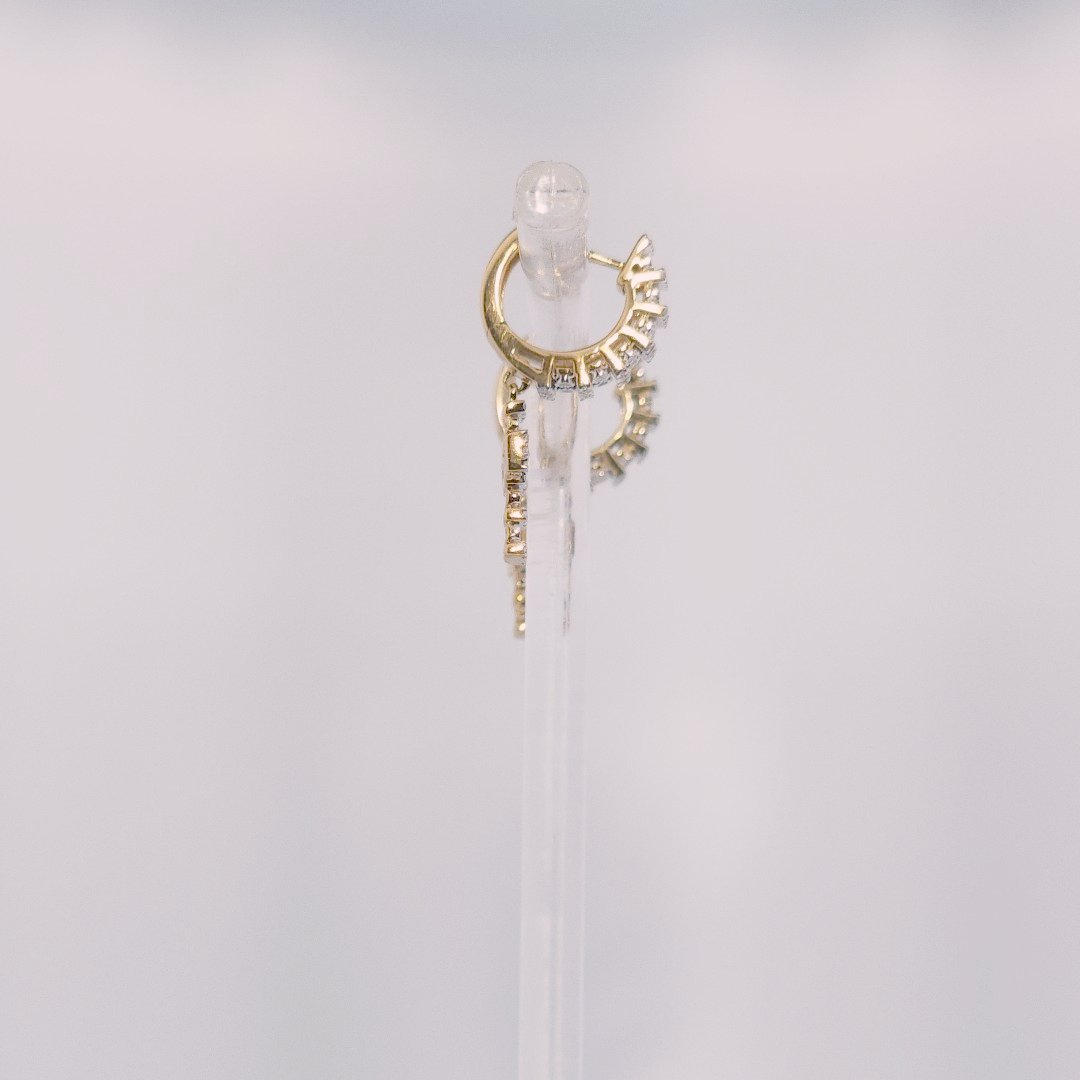 Diamonds Hoops Earrings with Cross, Natural Diamonds (0.38 CTW) I/SI1 10K