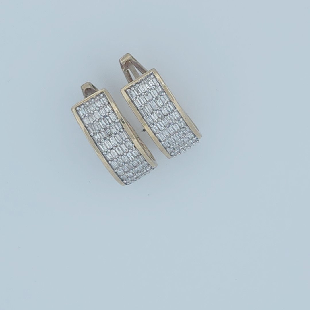 Baguette Diamonds Hoop Earrings , Natural Diamonds (0.75CTW), 10K Yellow Gold