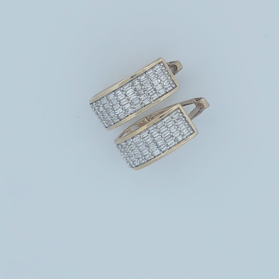Baguette Diamonds Hoop Earrings , Natural Diamonds (0.75CTW), 10K Yellow Gold