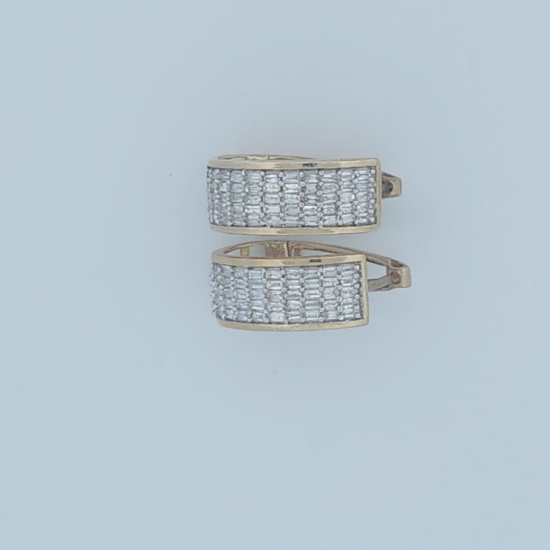 Baguette Diamonds Hoop Earrings , Natural Diamonds (0.75CTW), 10K Yellow Gold