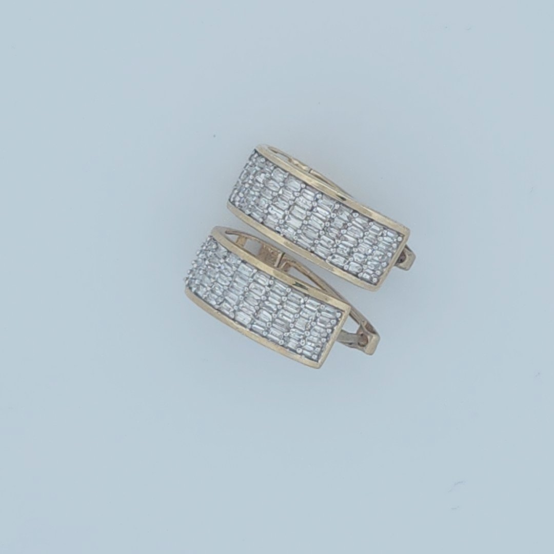 Baguette Diamonds Hoop Earrings , Natural Diamonds (0.75CTW), 10K Yellow Gold