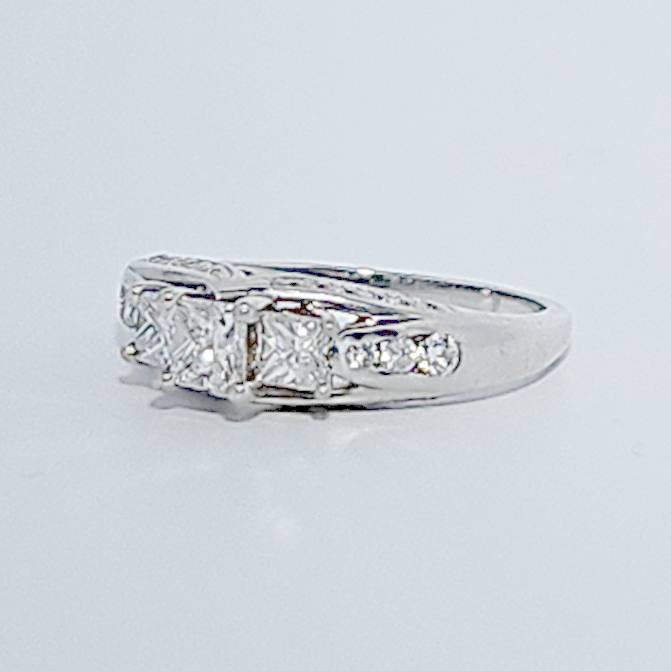 Princess cut Ring , Natural Diamonds (1.00CTW) G/I1, 14K White Gold, Size 7