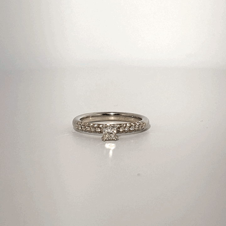 Women Solitaire Ring, Natural Diamonds 0.50 CT TW, H/SI1 14K White Gold