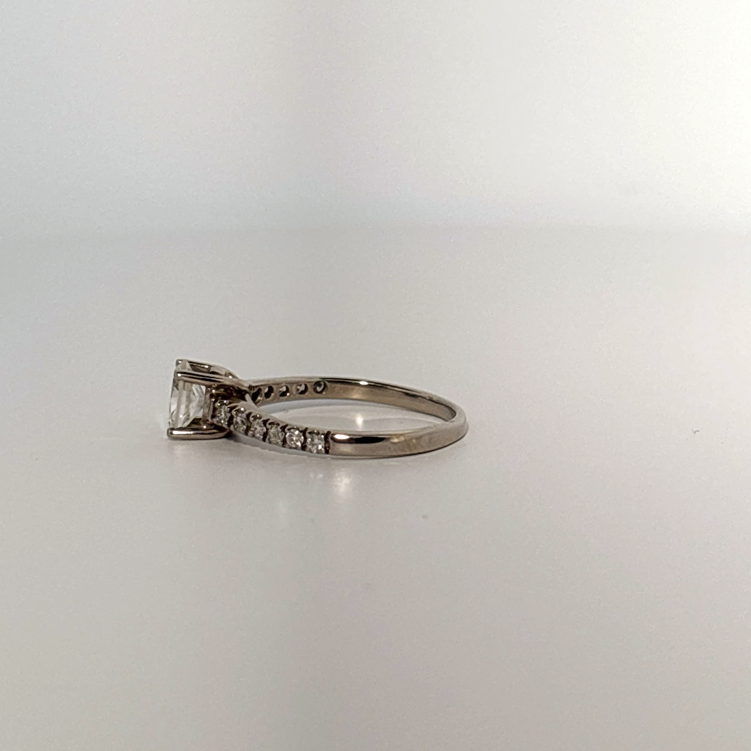 Side 0.77ctw, Center 0.52ct G/SI1 Natural Diamonds, Women Ring, 14K White Gold
