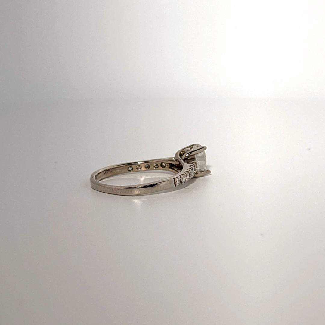 Side 0.77ctw, Center 0.52ct G/SI1 Natural Diamonds, Women Ring, 14K White Gold