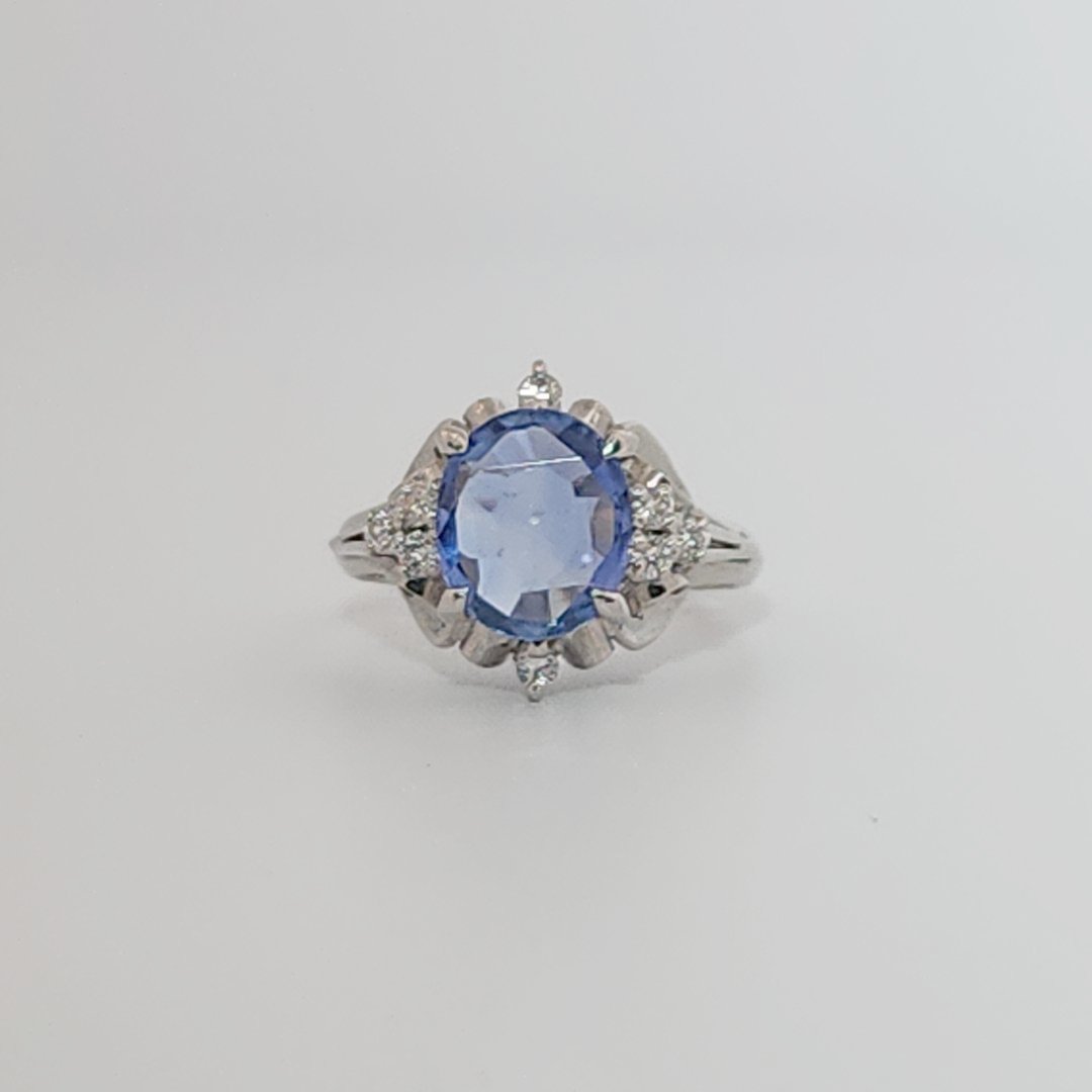 Natural No Heat Notable Sapphire 1.856ct with 0.17ctw Diamonds Ring, GIA (2231369255) Certified  Platinum 900