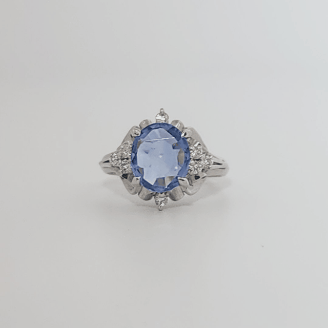 Natural No Heat Notable Sapphire 1.856ct with 0.17ctw Diamonds Ring, GIA (2231369255) Certified  Platinum 900