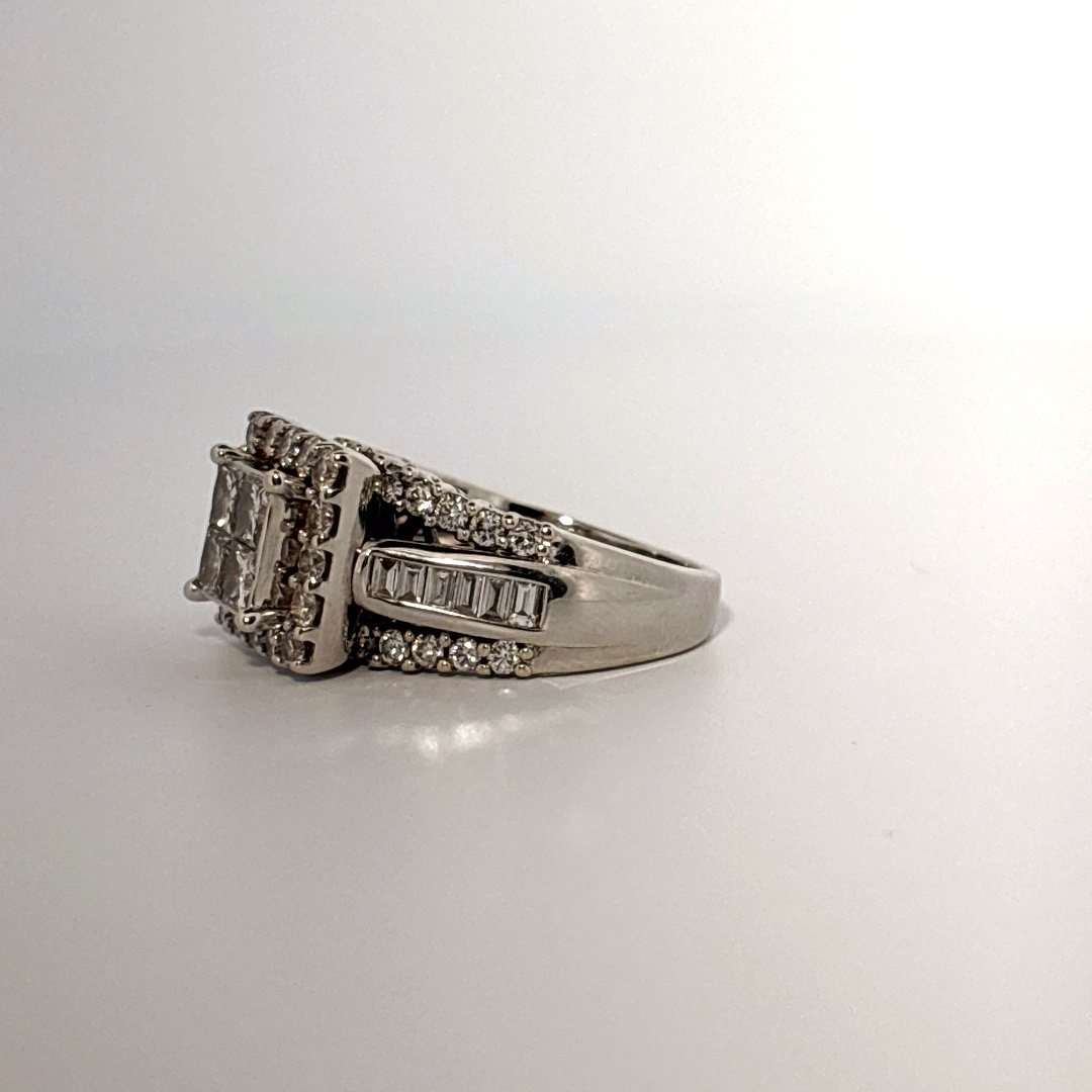 14K White Gold with Natural Diamonds 2.15CTW, Center 1.0 CTW, G/H SI1/I1