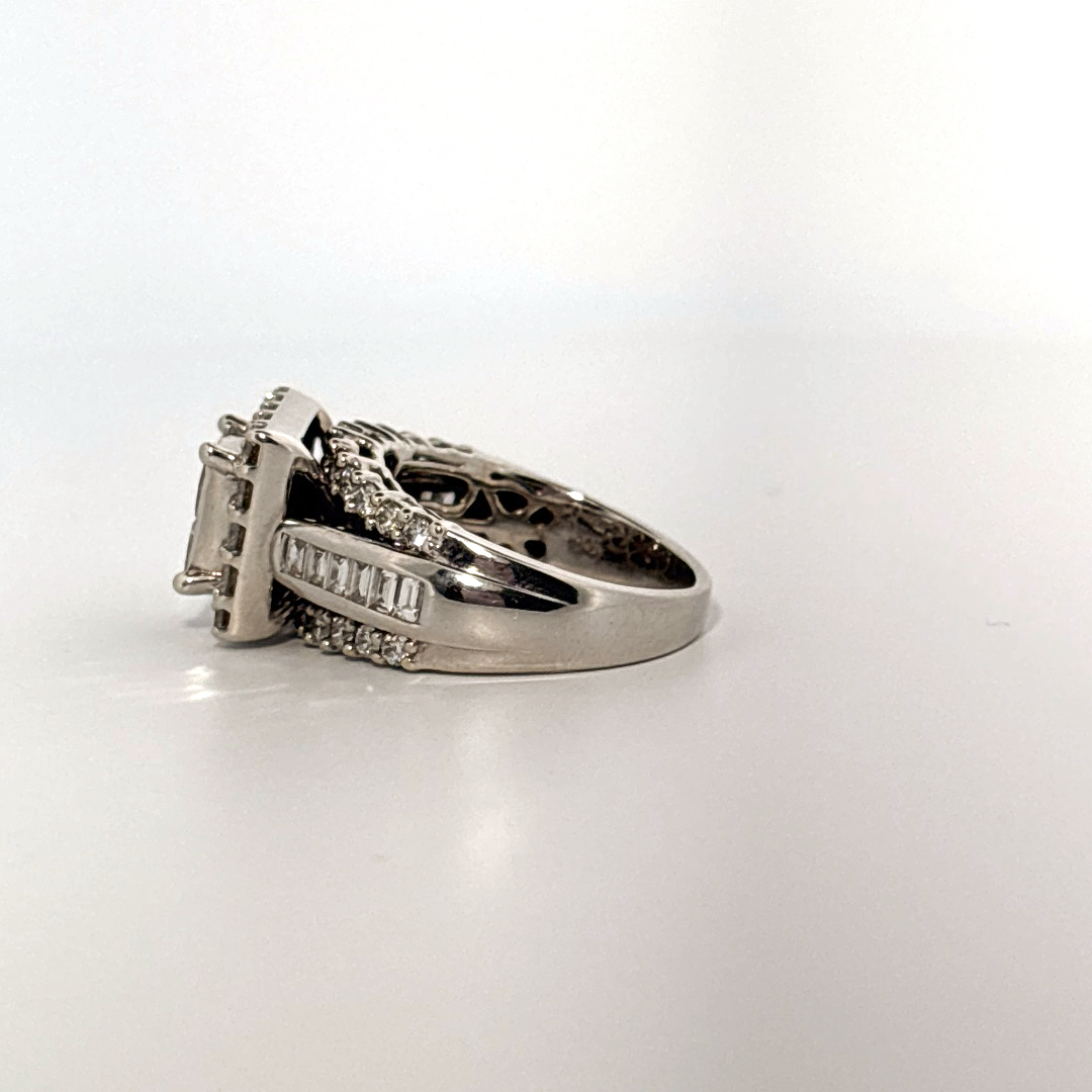 14K White Gold with Natural Diamonds 2.15CTW, Center 1.0 CTW, G/H SI1/I1