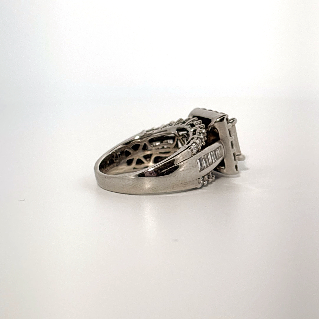 14K White Gold with Natural Diamonds 2.15CTW, Center 1.0 CTW, G/H SI1/I1