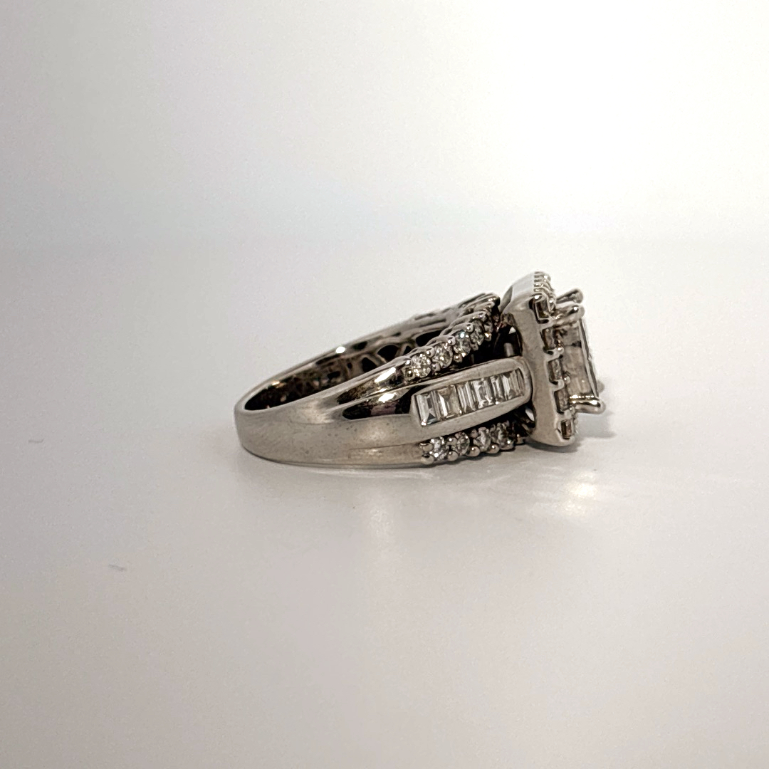 14K White Gold with Natural Diamonds 2.15CTW, Center 1.0 CTW, G/H SI1/I1